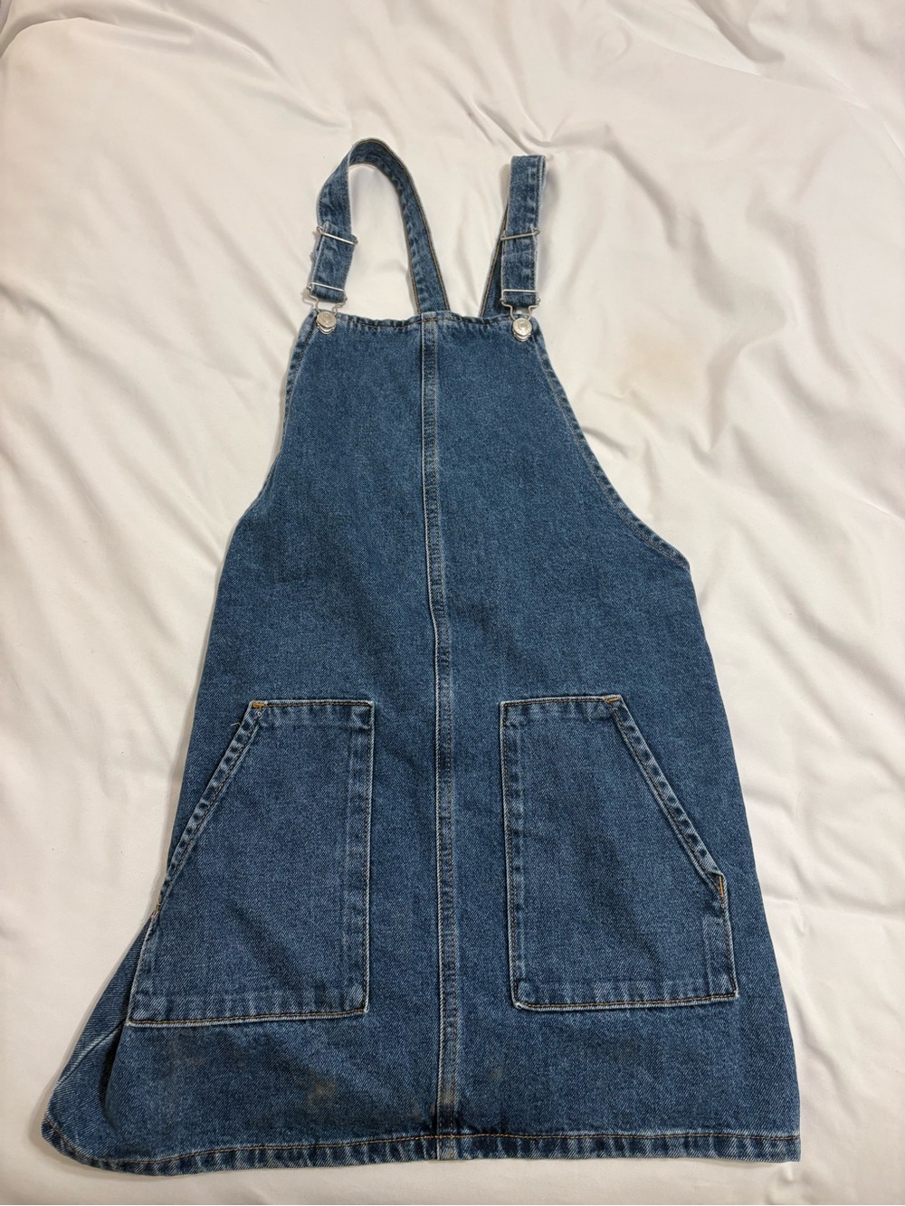Topshop Blue Denim Mini Pinafore Dress